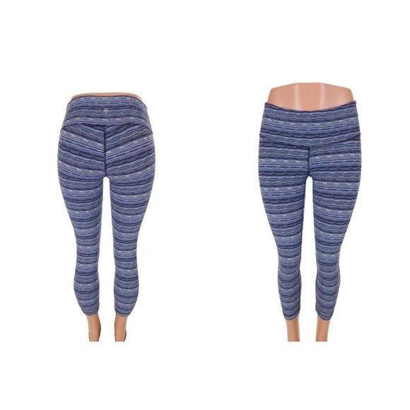 Lululemon Wunder Under Crop III Size 4 Space Dye Twist Sapphire Blue Multi - Picture 8 of 8